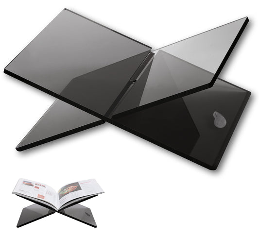 Helba Designer Acrylic Book Stand in a Living Room Setting