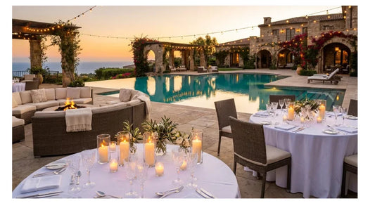 Modern Mediterranean patio with warm minimalist furniture