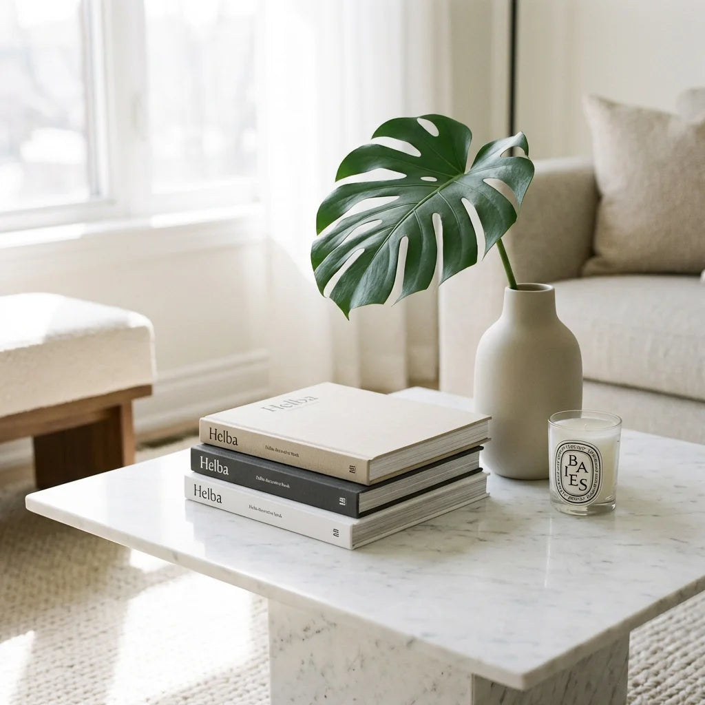 High-end coffee table styling by Helba